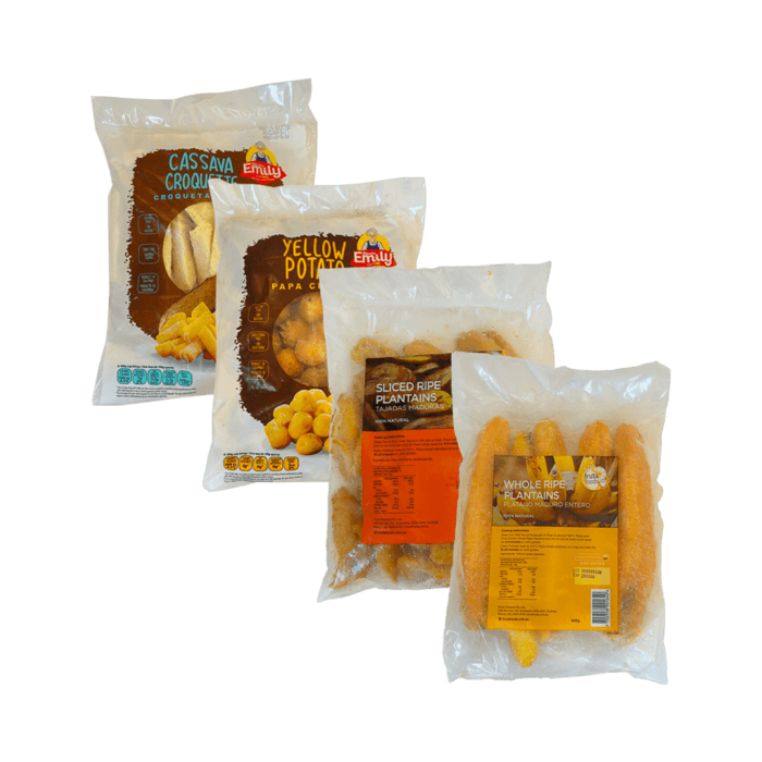 COMBO DE LA TIERRA2 Harvest Quartet: Yellow Potato, Ripe Plantain, Plantain Slices & Cassava Croquettes
